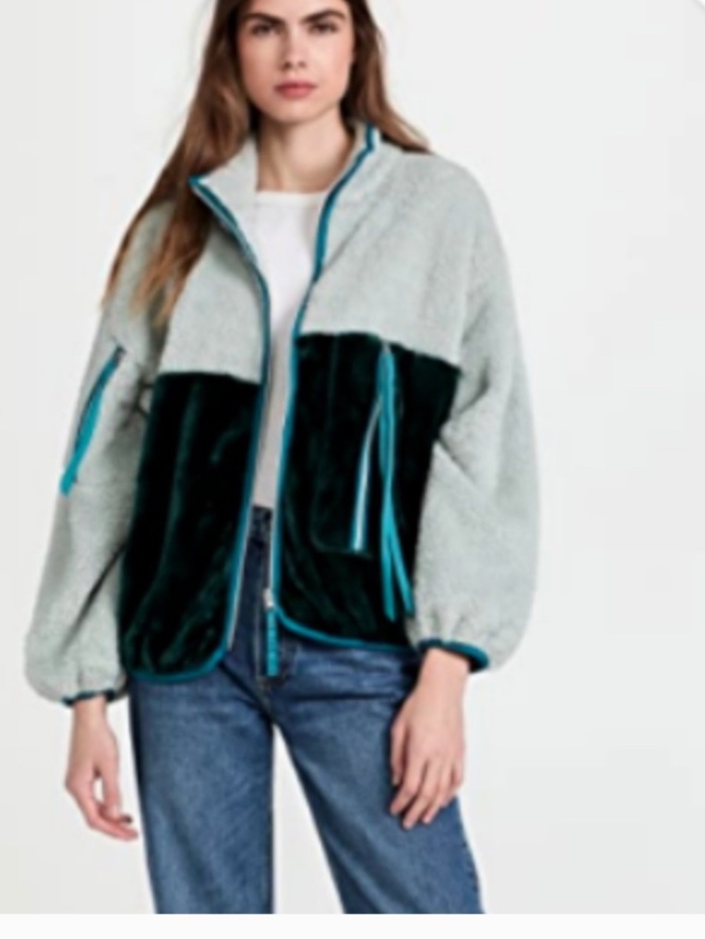 UGG Marlene Sherpa Quilted Fleece Jacket • Sidewalk/Racing Green • L